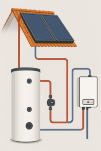 Opslag vat en zonnecollectoren