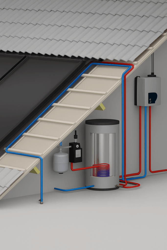 Schema werking zonneboiler