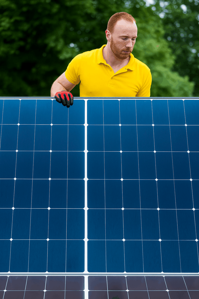 Zoncollectoren leggen op dak.