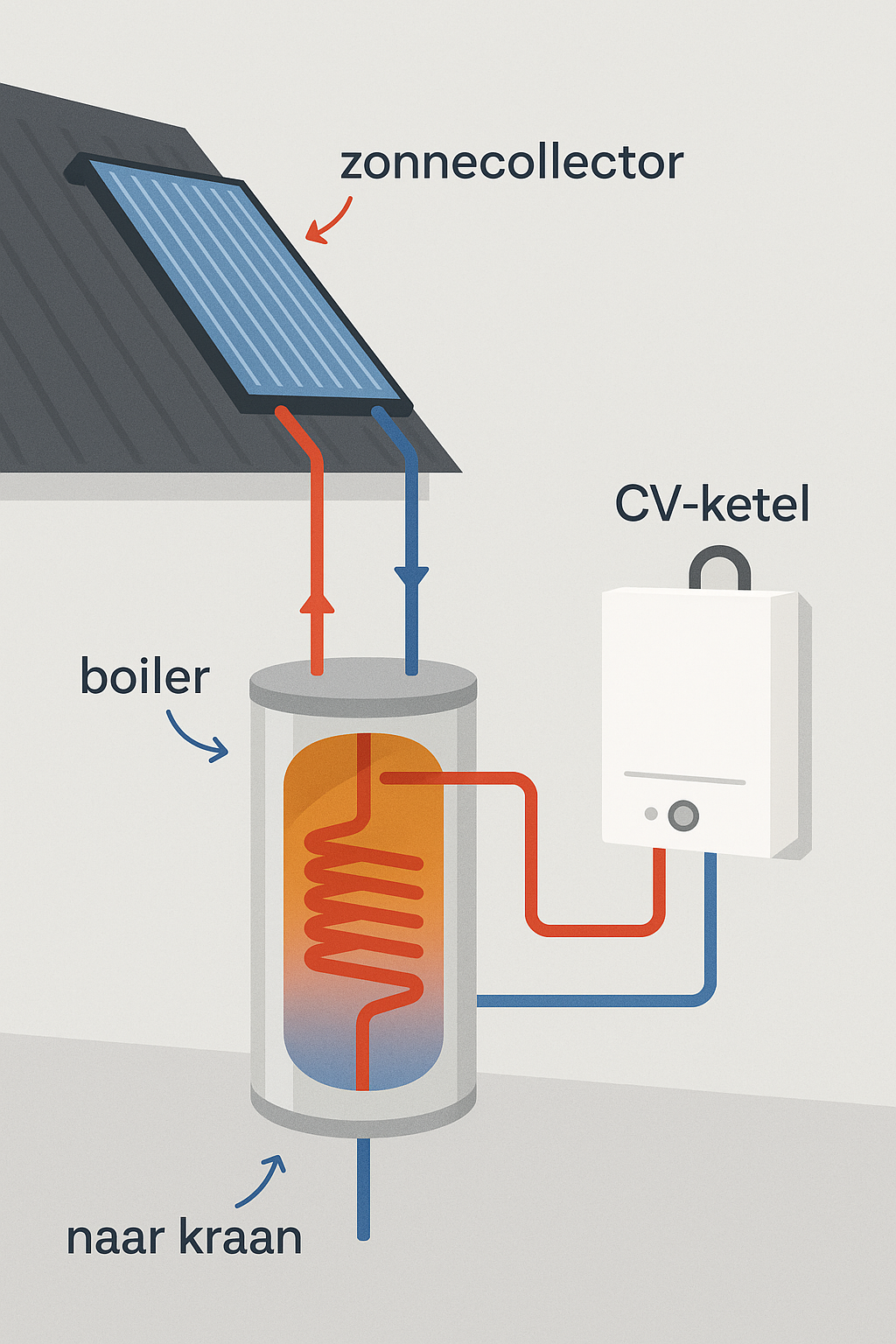 Zonneboiler op cv werking
