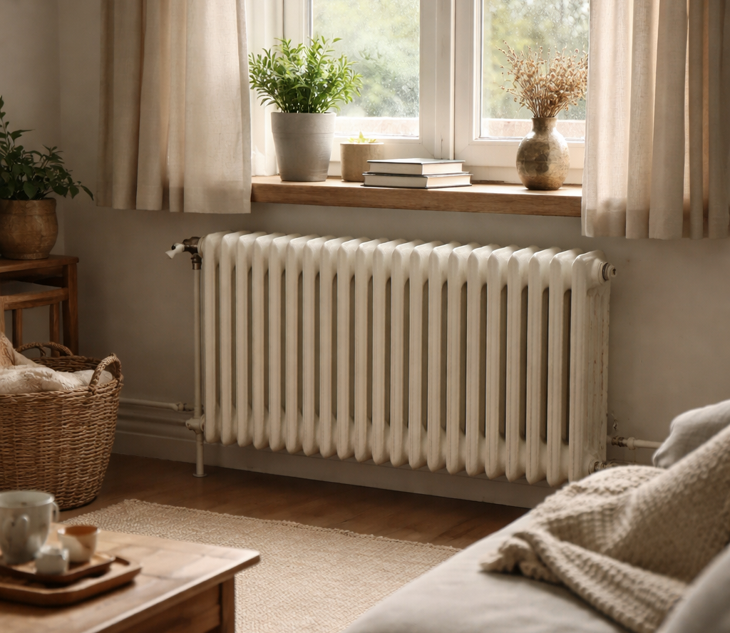 Radiator in woonkamer van een Nederlandse woning
