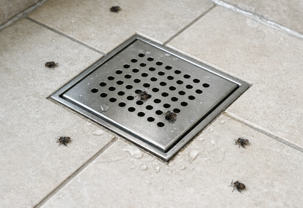 Rioolvliegjes bij afvoer in badkamer